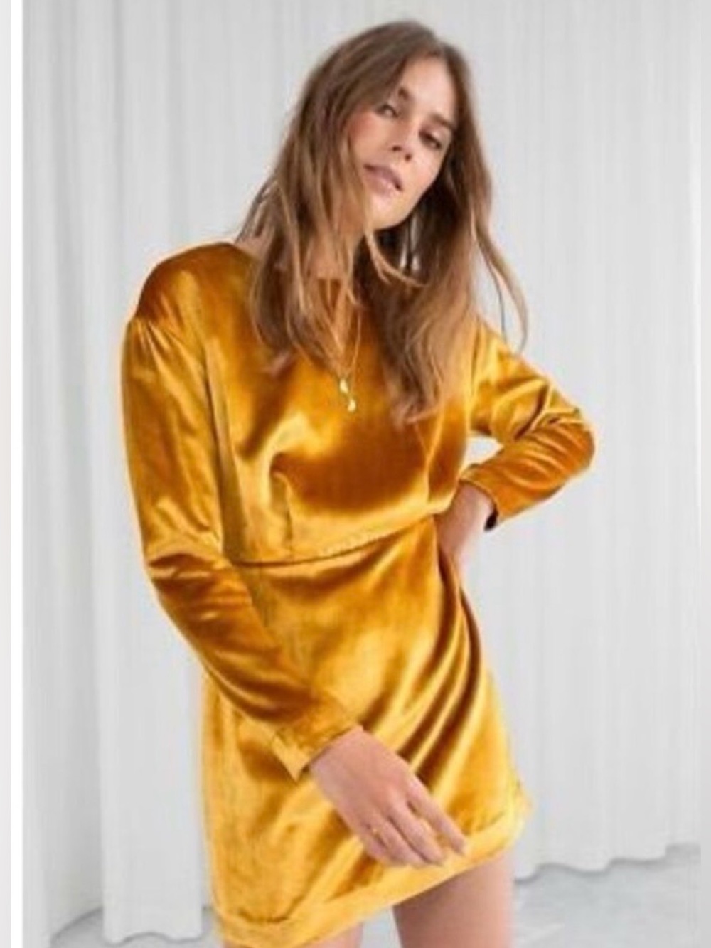 & Other Stories Gold Mini Dress